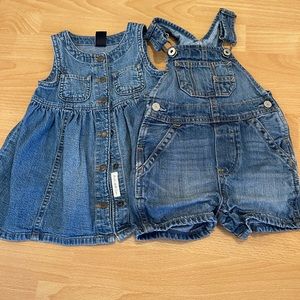 GAP Denim Overalls and Dress 6-12M